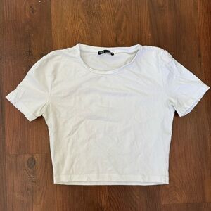 Zara White Cropped Tshirt